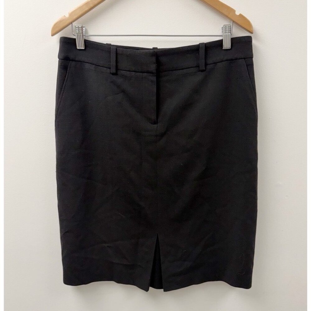 Brooks Brothers Loro Piana Pencil Skirt Sz 10 Black Stretch Wool & Silk Career